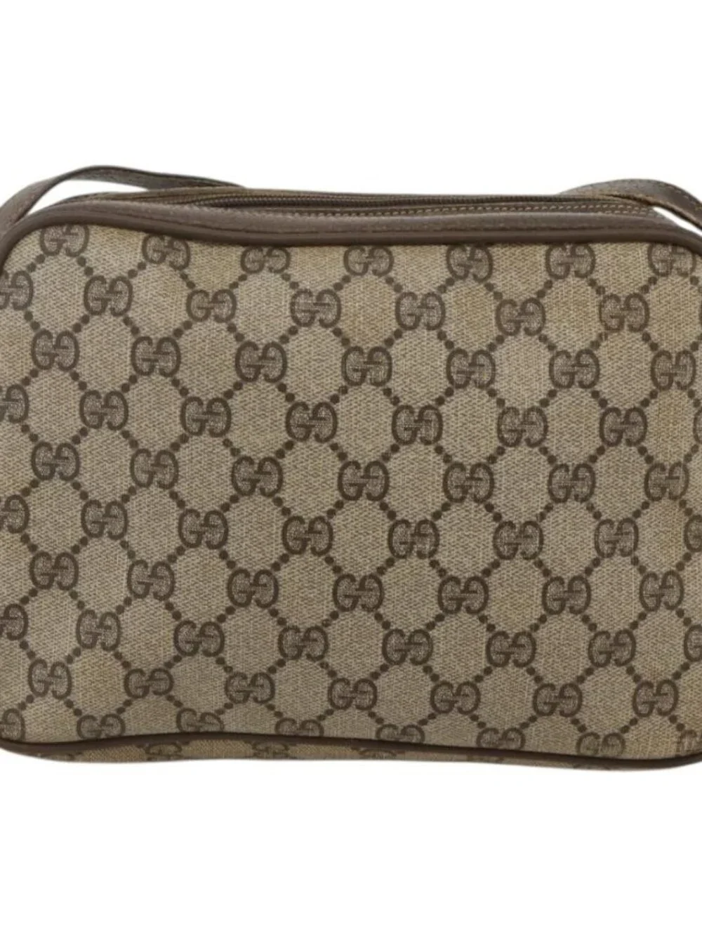 GUCCI GG Supreme Web Sherry Line Shoulder Bag PVC Beige 66 02 049 Auth 175721
